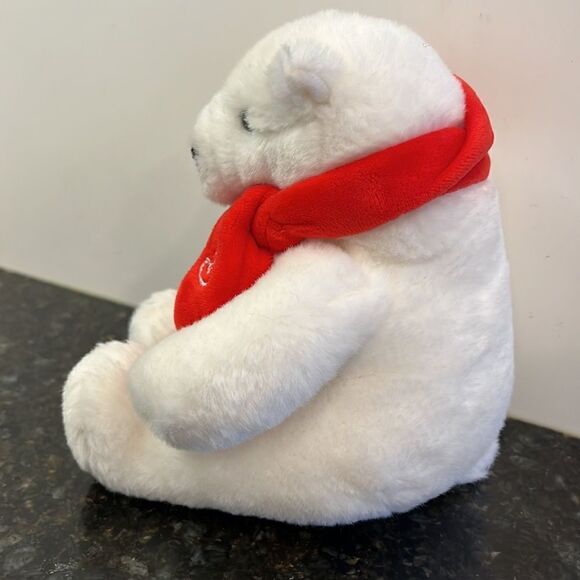 COCA COLA COKE Collec 7" Sitting WHITE POLAR BEAR PLUSH DOLL  Clean - Picture 3 of 7